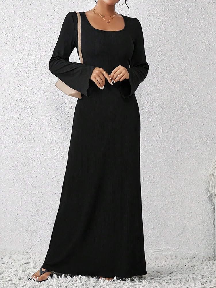 ワンピース celon rounded hem sleeve dress HENGIN 2024 Women's Midi Dress Long Sleeve Solid Lace-up